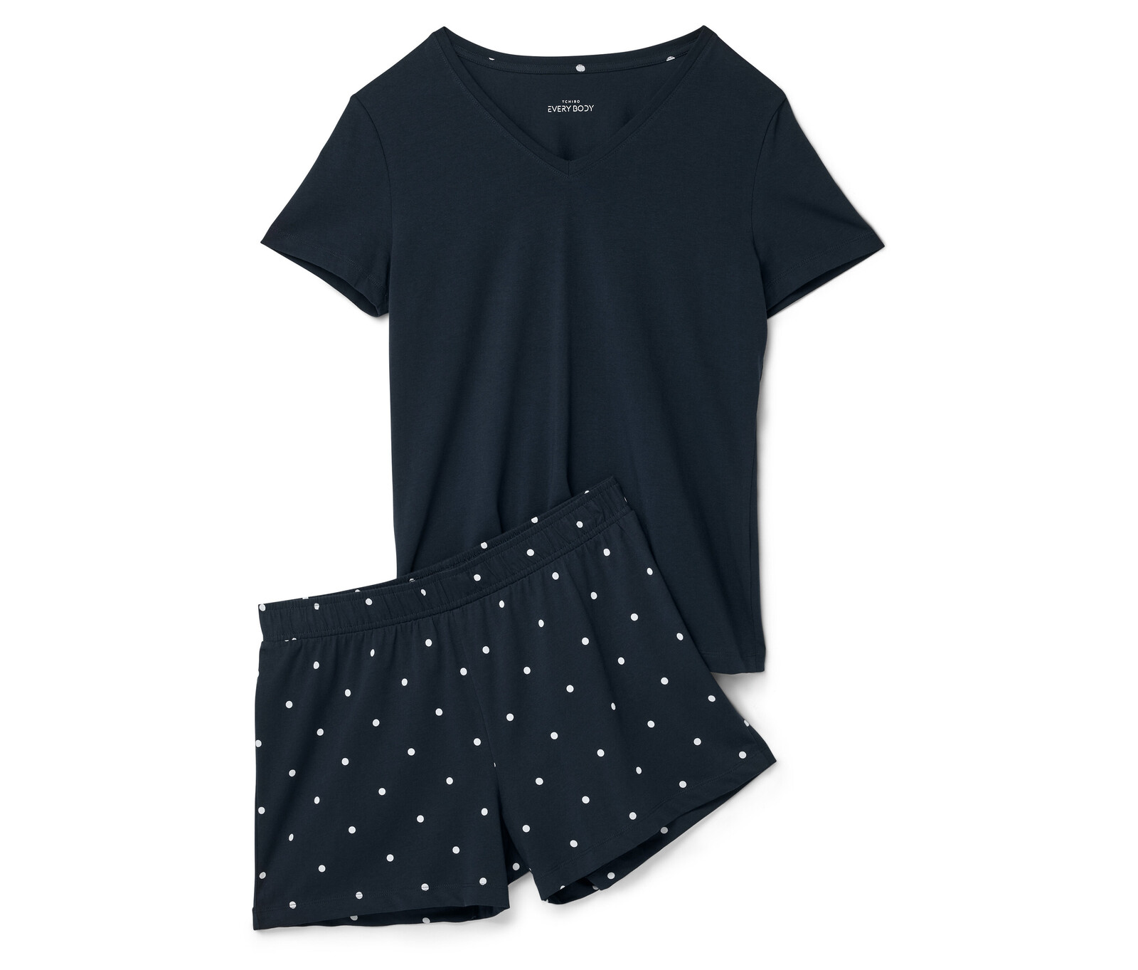 Tchibo - Krátké pyžamo - pro ženy - vel. XS 32/34 - barva: modrá/s puntíky