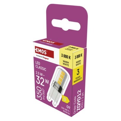 EMOS LED žárovka Classic JC / G9 / 2,5 W (32 W) / 350 lm / t
