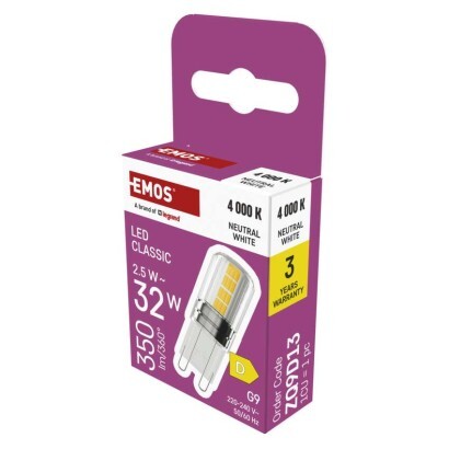 EMOS LED žárovka Classic JC / G9 / 2,5 W (32 W) / 350 lm / n