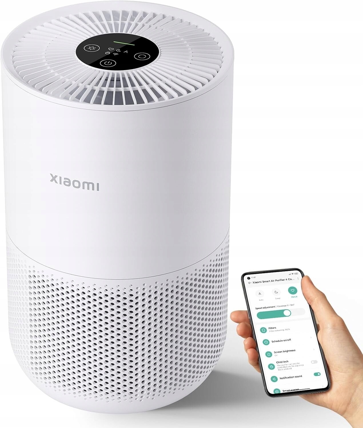 Xiaomi Čistička vzduchu Smart Air Purifier Compact s Hepa filtrem 99,97% pro částice od 0,3 mikronu, pokrytí 48 m2