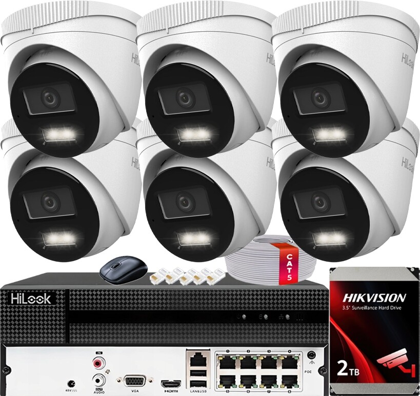Monitorovací sada 6 kamer IPCAM-T6-30DL 6Mpx HiLook by Hikvision Disk 2TB