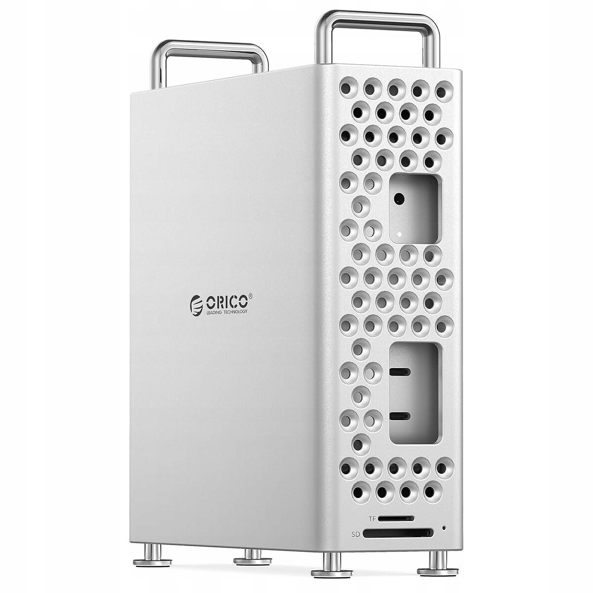 Orico Počítačová Skříň pro MacMini M4 s pouzdrem na disk M2. NVMe, Usb-a, čtečka karet