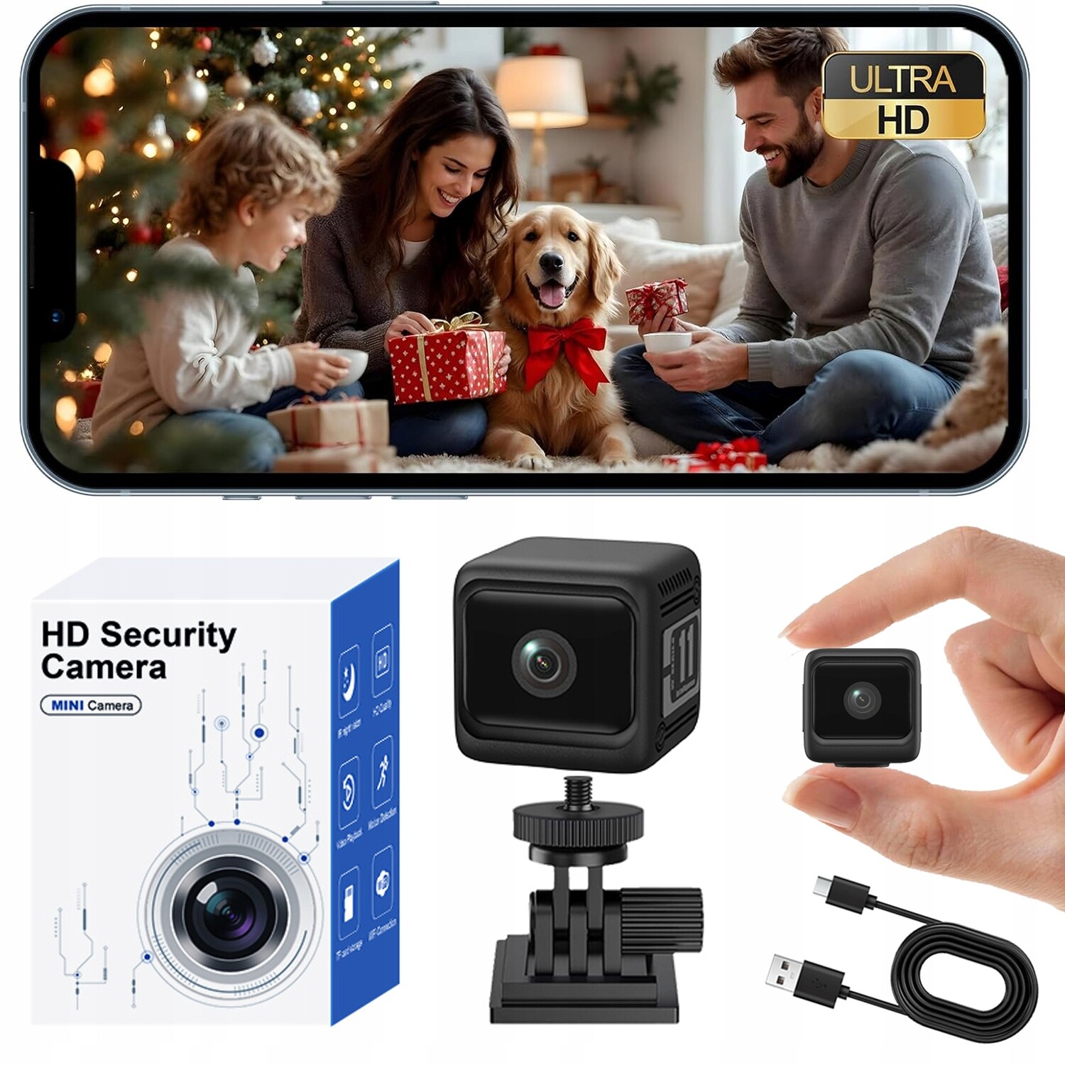 Mini WiFi Kamera Hd 1080P s Baterií 1600mAh, Detekce Pohybu a Noční Vidění