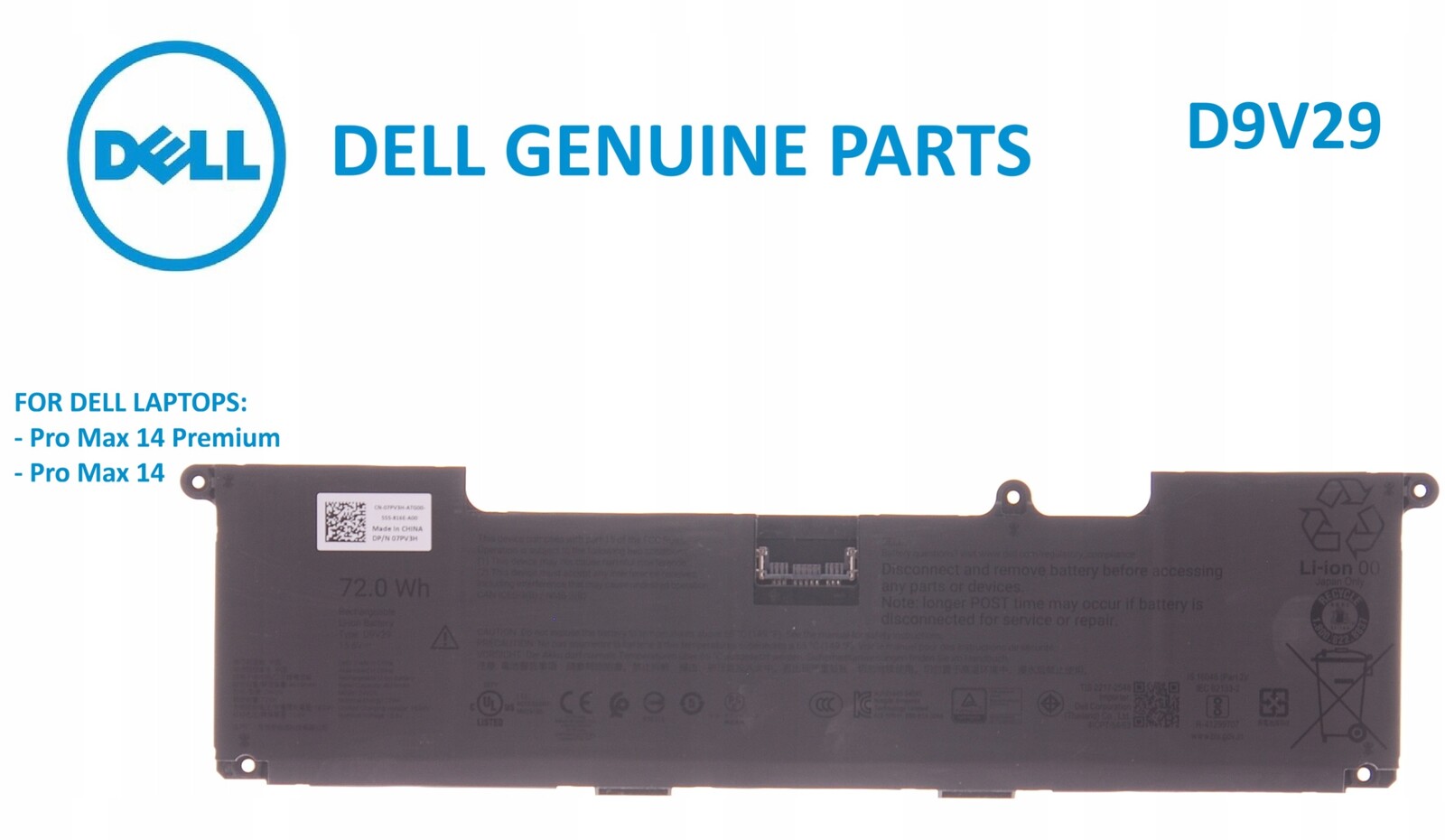 Baterie pro notebook Dell 07PV3H 7PV3H – 72Wh Li-Ion D9V29