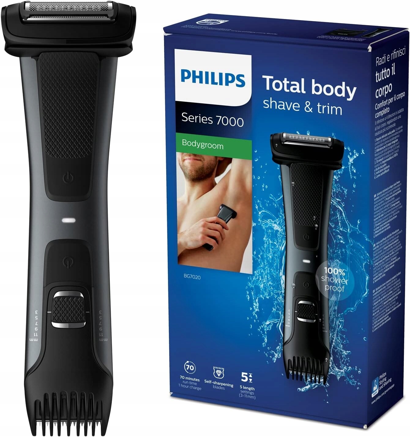 Philips Bodygroom 7000 BG7020/15 holicí strojek 70 min černý