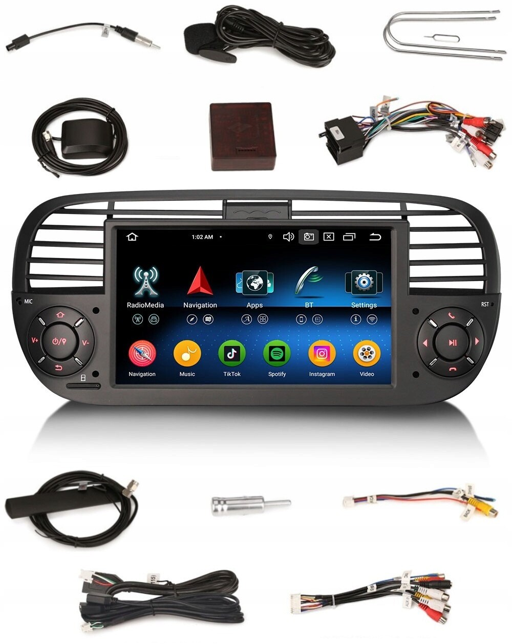 Rádio 2DIN Navigace Android Fiat 500 500C 500E 4/64 Gb Dsp Carplay Lte