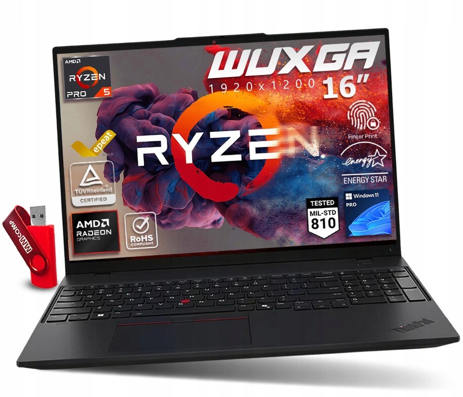 Notebook Lenovo ThinkPad L16 G1 R5 Pro 7535U 32GB 4TB Ssd Wuxga Ips Fpr W11