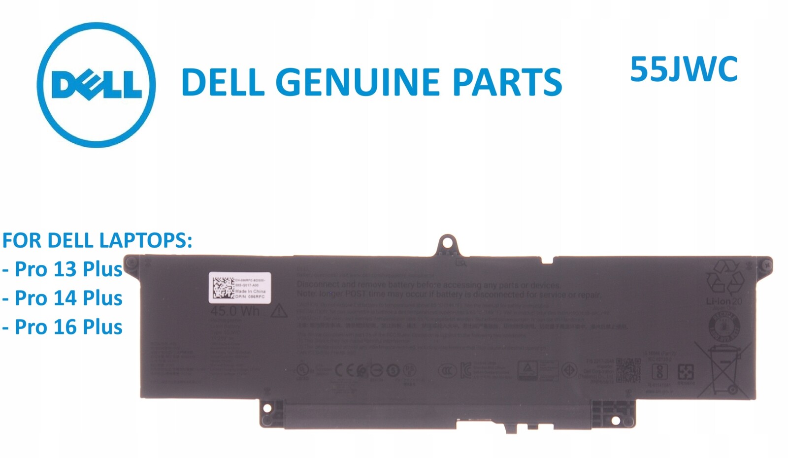 Baterie pro notebook Dell 55JWC – 45 Wh Li-Ion Pro 13, 14, 16 Plus