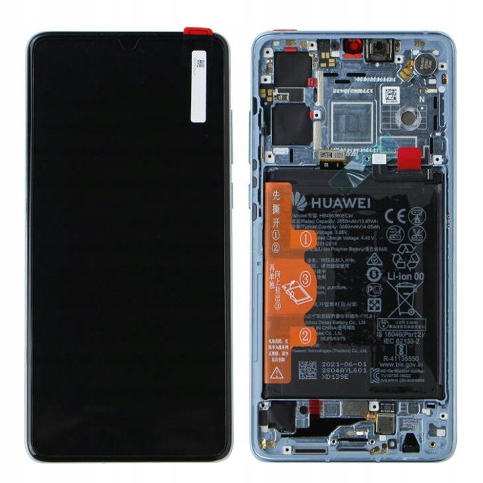 Huawei P30 LCD displej Digitizer Baterie Rámeček Modrý Originální