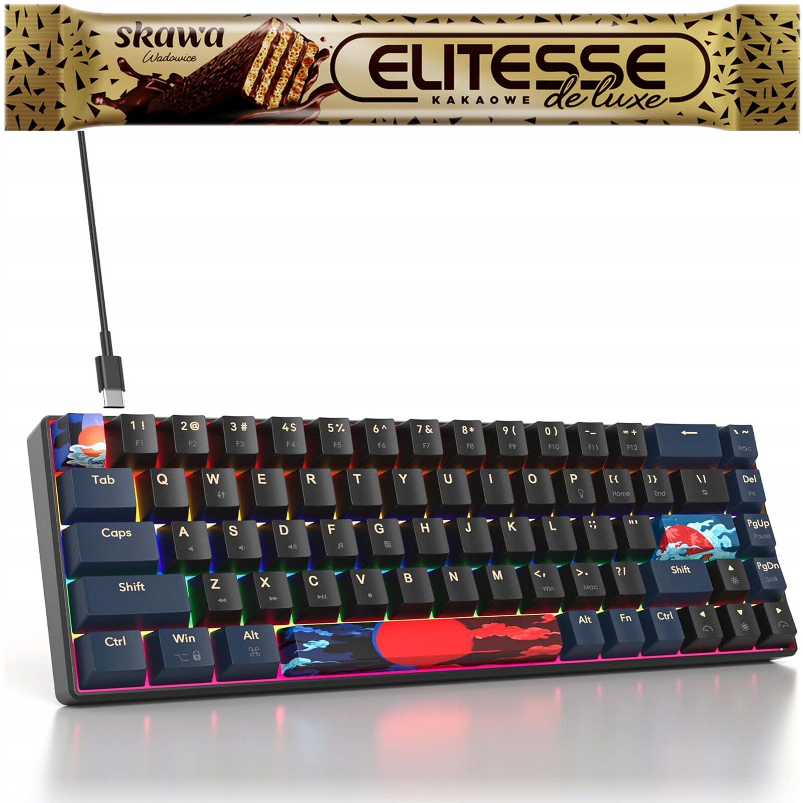 Solidee 65% Mechanická herní klávesnice 68 kláves Led Gamingová