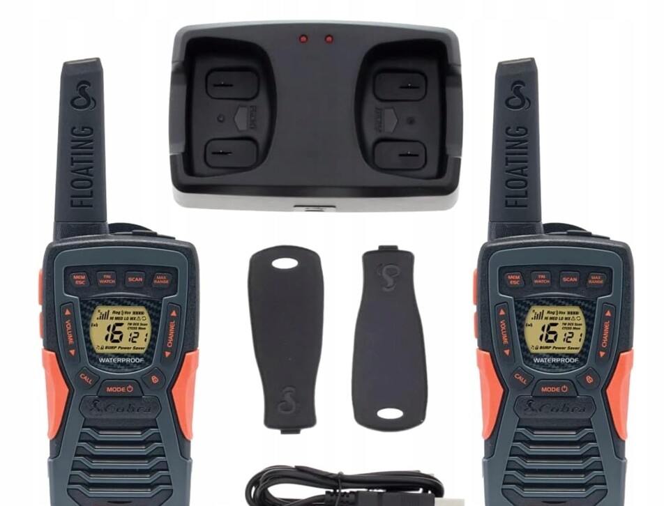 Sada 2 kusů vysílaček Cobra AM1055 vodotěsných s Led svítilnou IP67