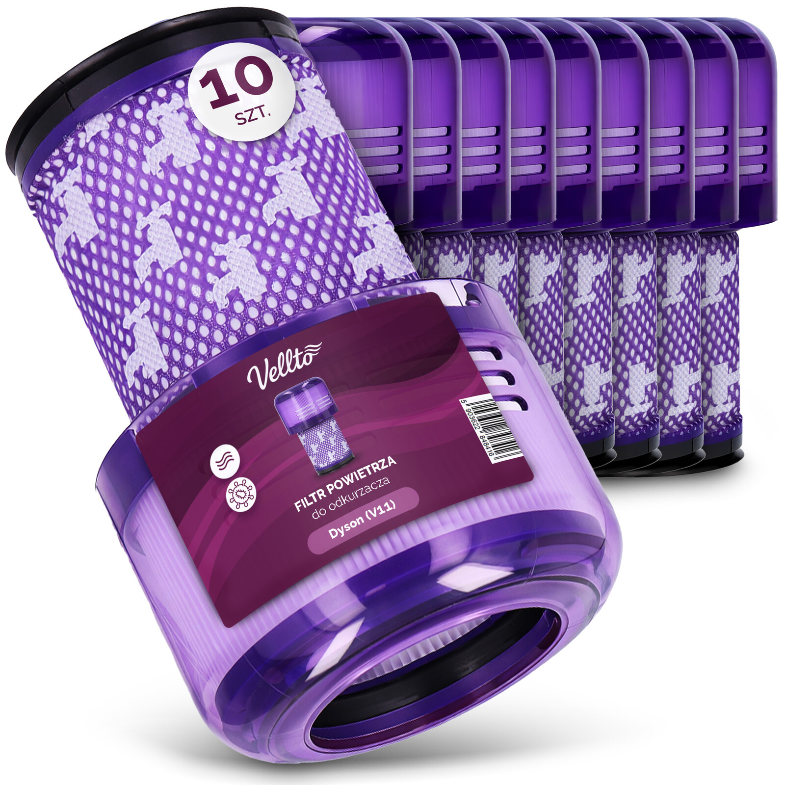 10x Vzduchový filtr pro vysavač Dyson V11 Absolute Pro Total Clean Em-v