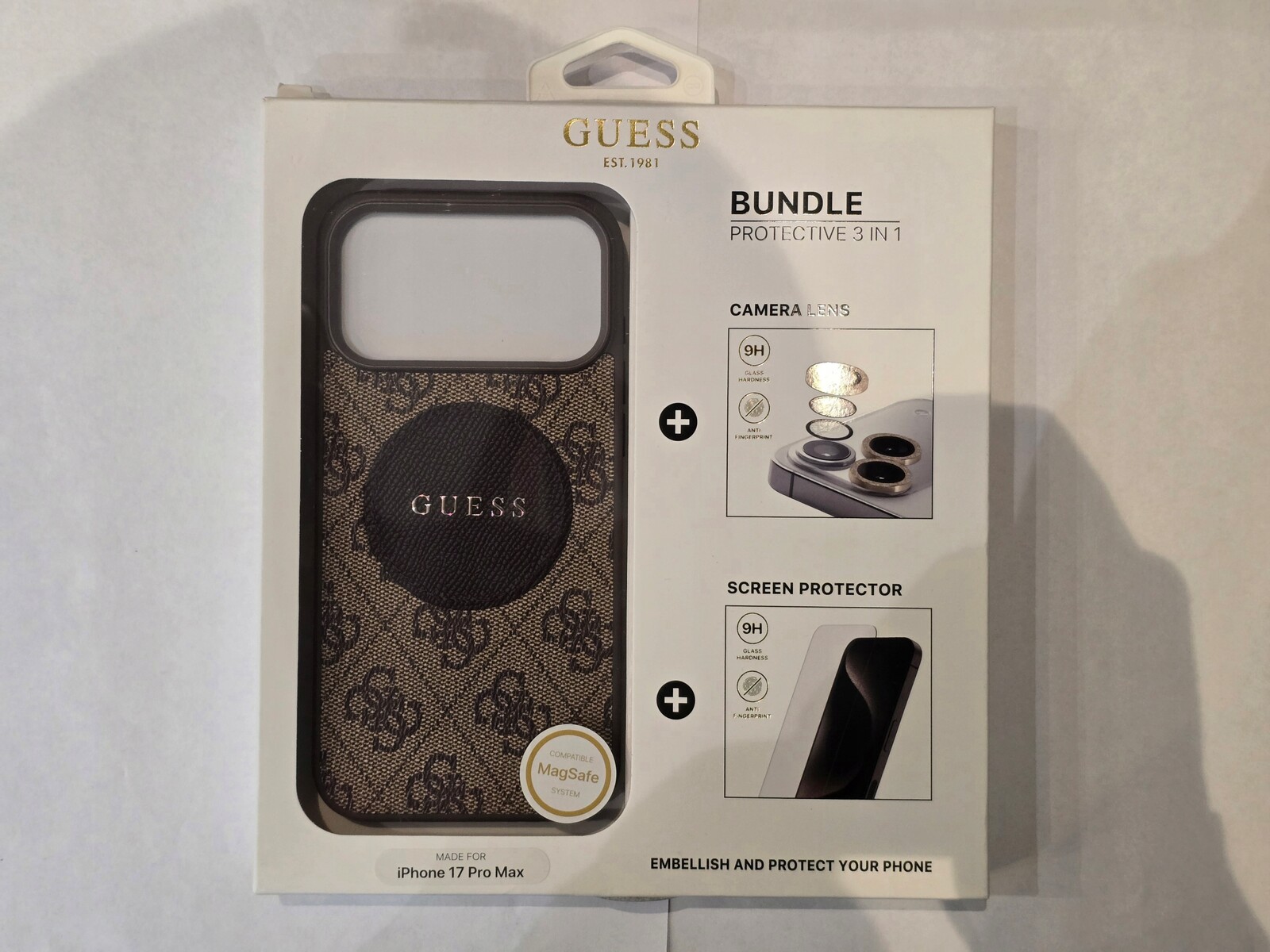 Guess sada 3v1 pro Iphone 17 Pro Max Hnědá