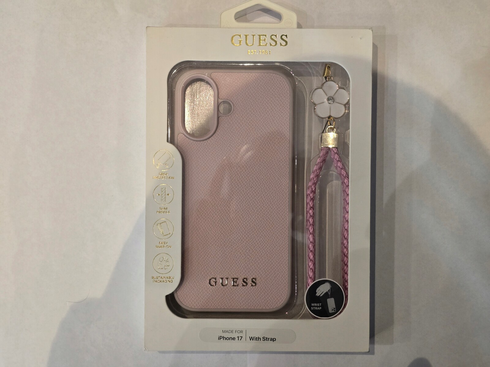 Zadní Kryt Guess pro Apple iPhone 17 přívěsek růžový