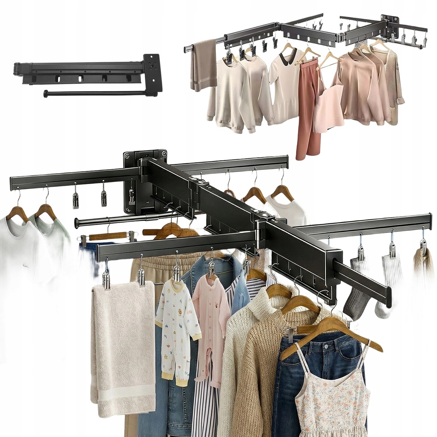 Skládací Sušák Otočná O 360° S Klipy Na Ponožky