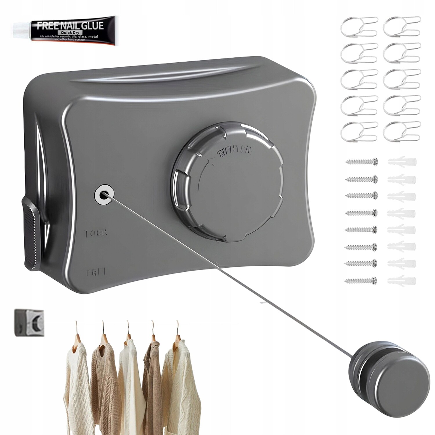 Neviditelná Výsuvná Šňůra Na Sušení Prádla Pro Terasu, Balkon, Prádelna