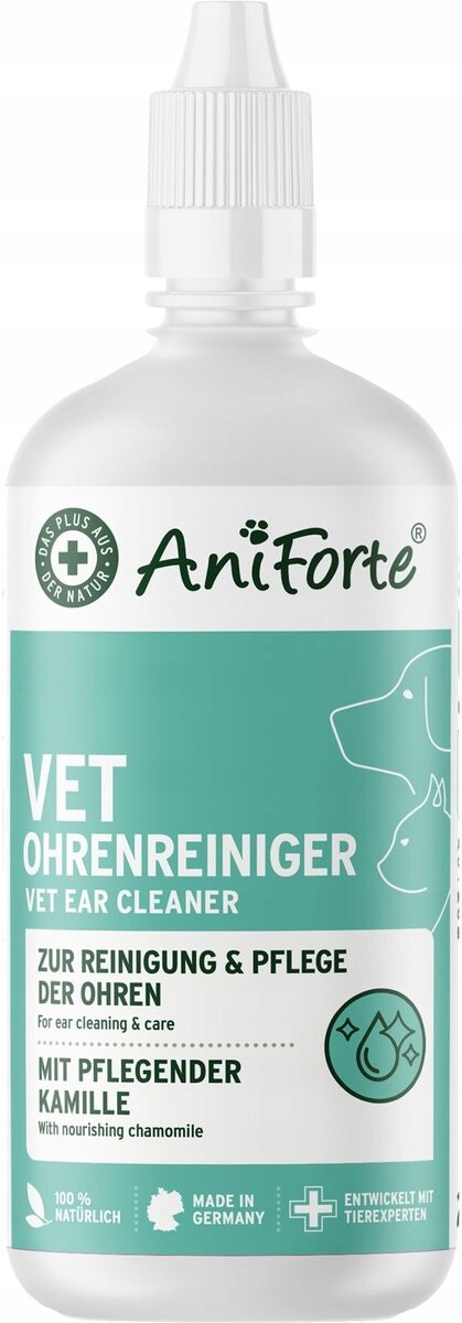 AniForte Vet Heřmánkový Čistič Uší pro Zklidnění – Pro Psy, Kočky a Koně 250 ml