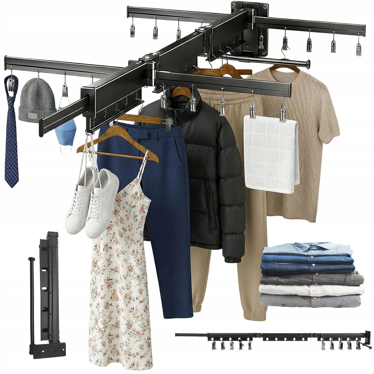 Sušák Z Hliníku, Skládací, Bez Vrtání, 360 Stupňů