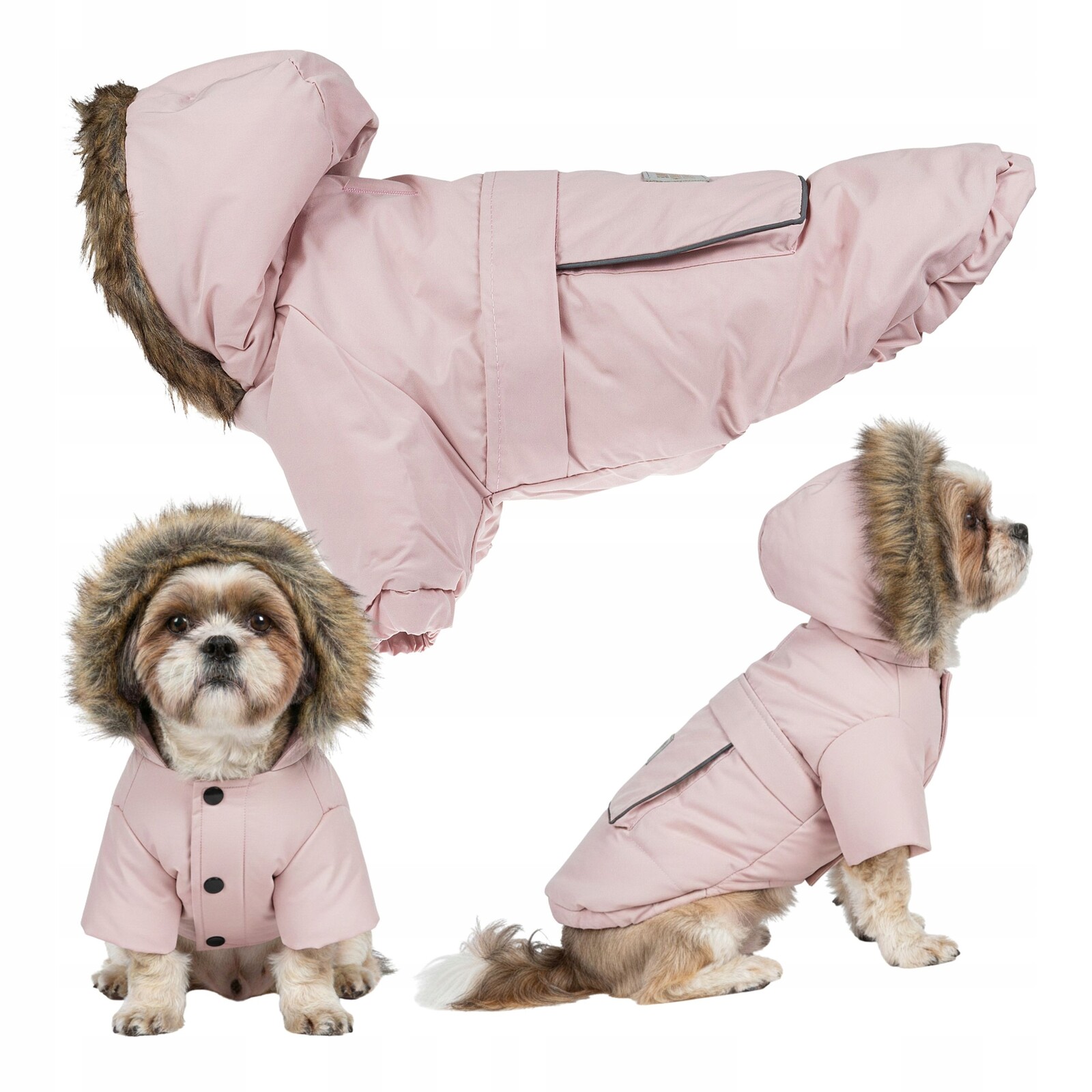 Bunda pro psa L Zimní oblečení Zateplené s kapucí Teplá bunda na zimu