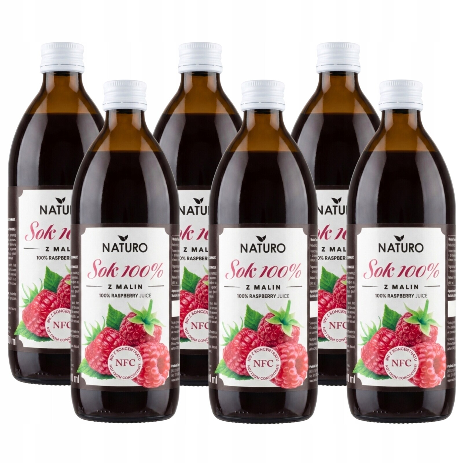 6x Malinová šťáva 100% Přírodní Bez Cukru Nfc 500 ml Naturo