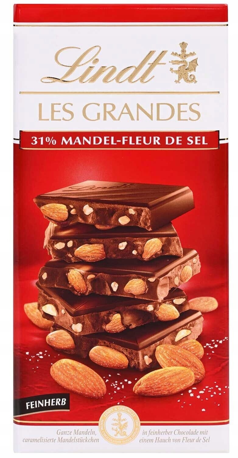 Lindt Les Grandes Hořká čokoláda s mandlemi a mořskou solí 150g