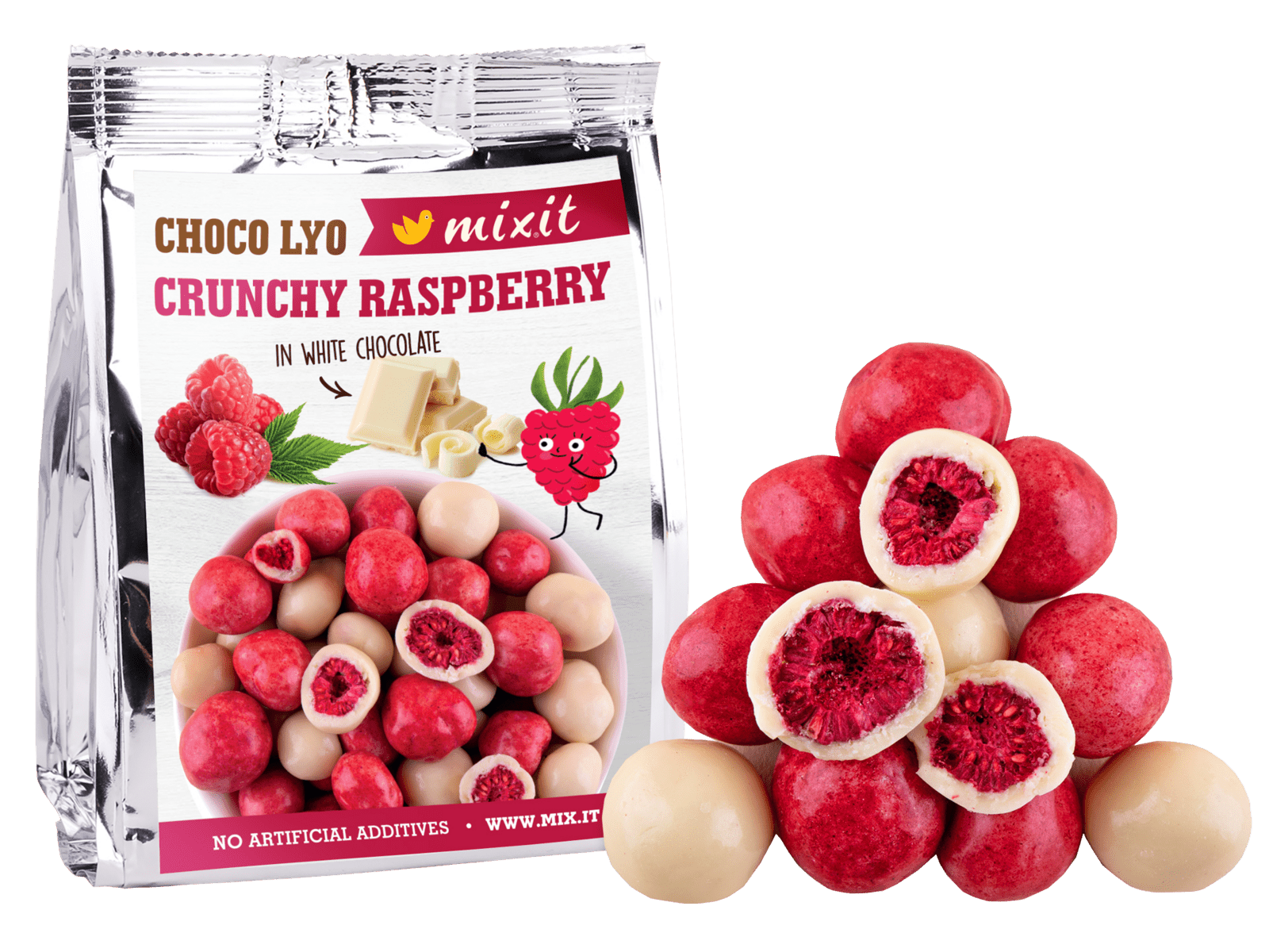 MIXIT Křupavé maliny v čokoládě do kapsy 70 g