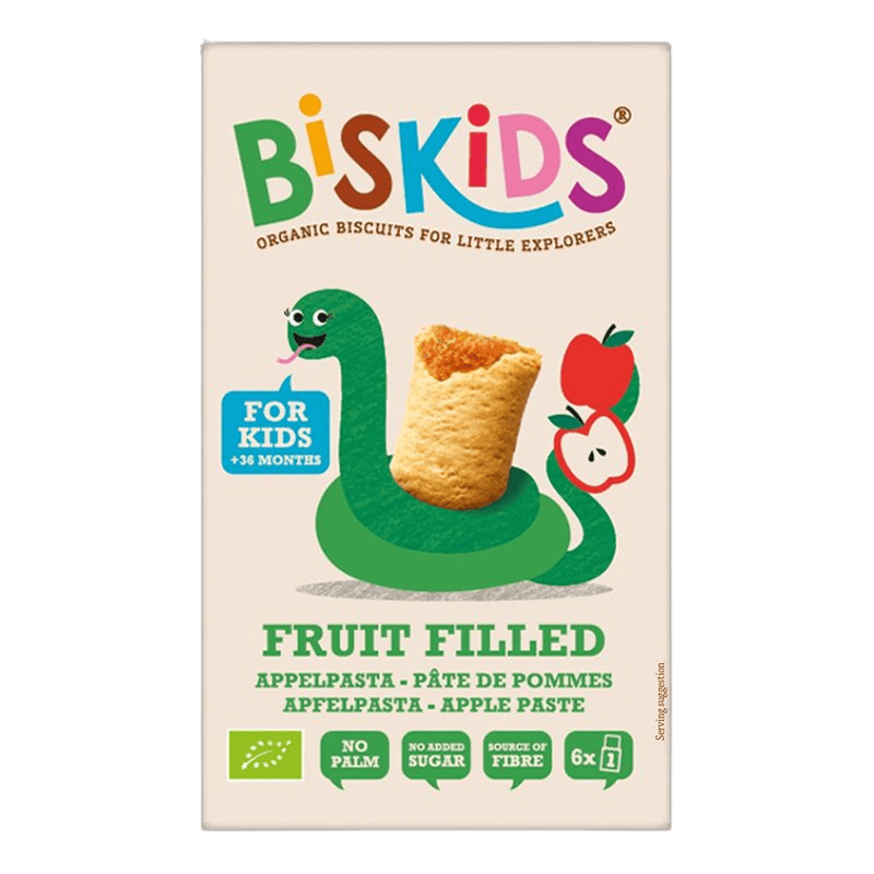 BELKORN BISkids BIO měkké dětské sušenky s jablečným pyré bez přidaného cukru 33% ovoce 120 g