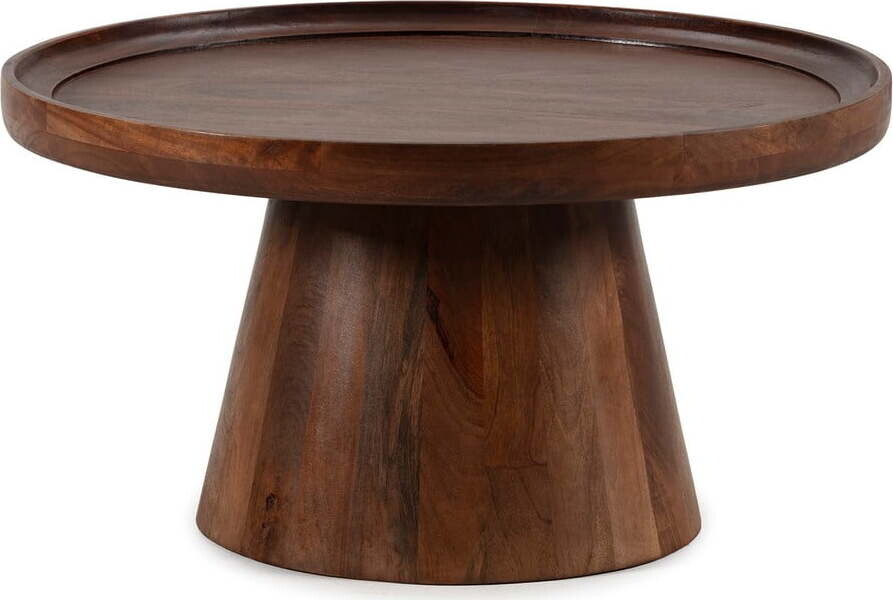 Tmavě hnědý kulatý konferenční stolek z mangového dřeva ø 80 cm Rose – MOME
