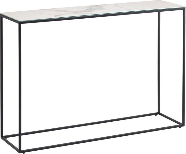 Černobílý konzolový stolek s keramickou deskou 30x110 cm Rewena – Kave Home