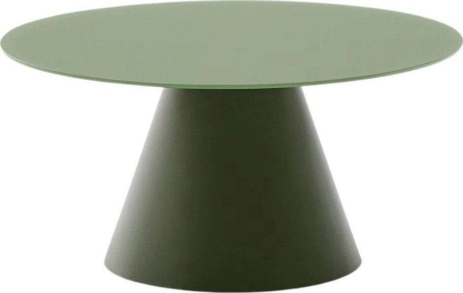Zelený kulatý konferenční stolek se skleněnou deskou ø 80 cm Wilshire – Kave Home