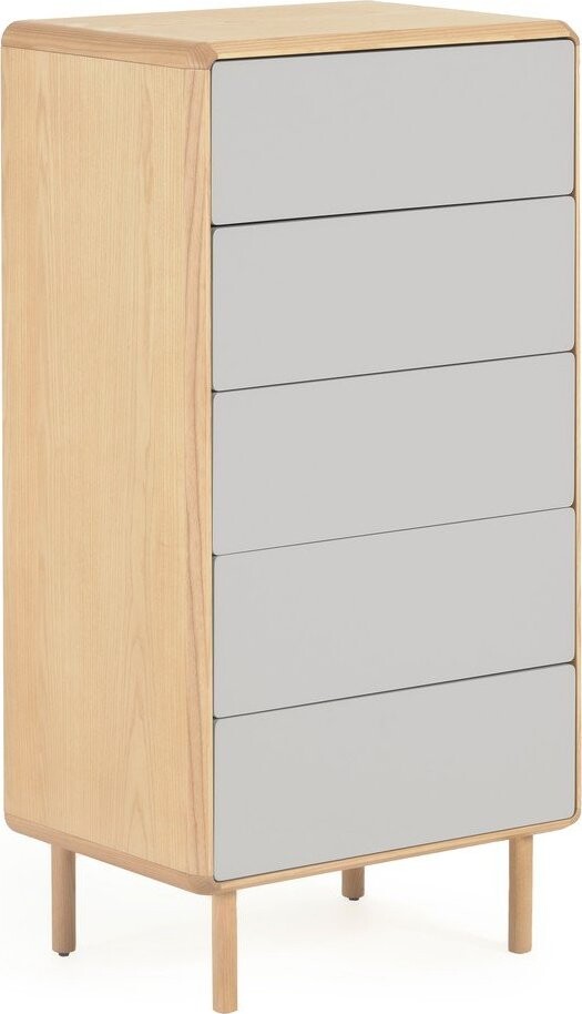 Šedá/v přírodní barvě komoda v dekoru jasanu 60x117x42 cm Anielle – Kave Home