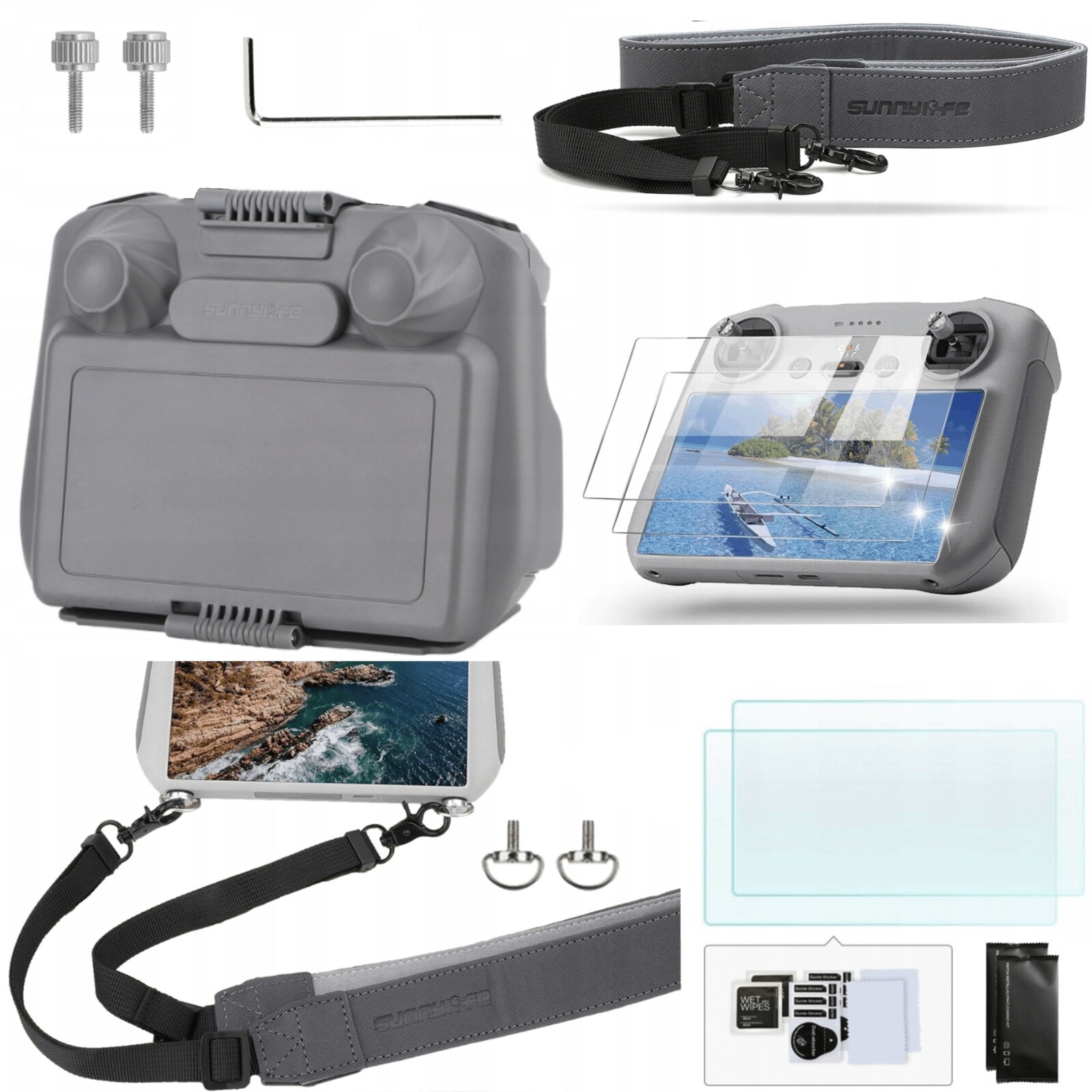 Sada Ochranných Vodítek Držák 2X Sklo Krytka S Ovladačem Pro Dji Rc Mini 3 Pro