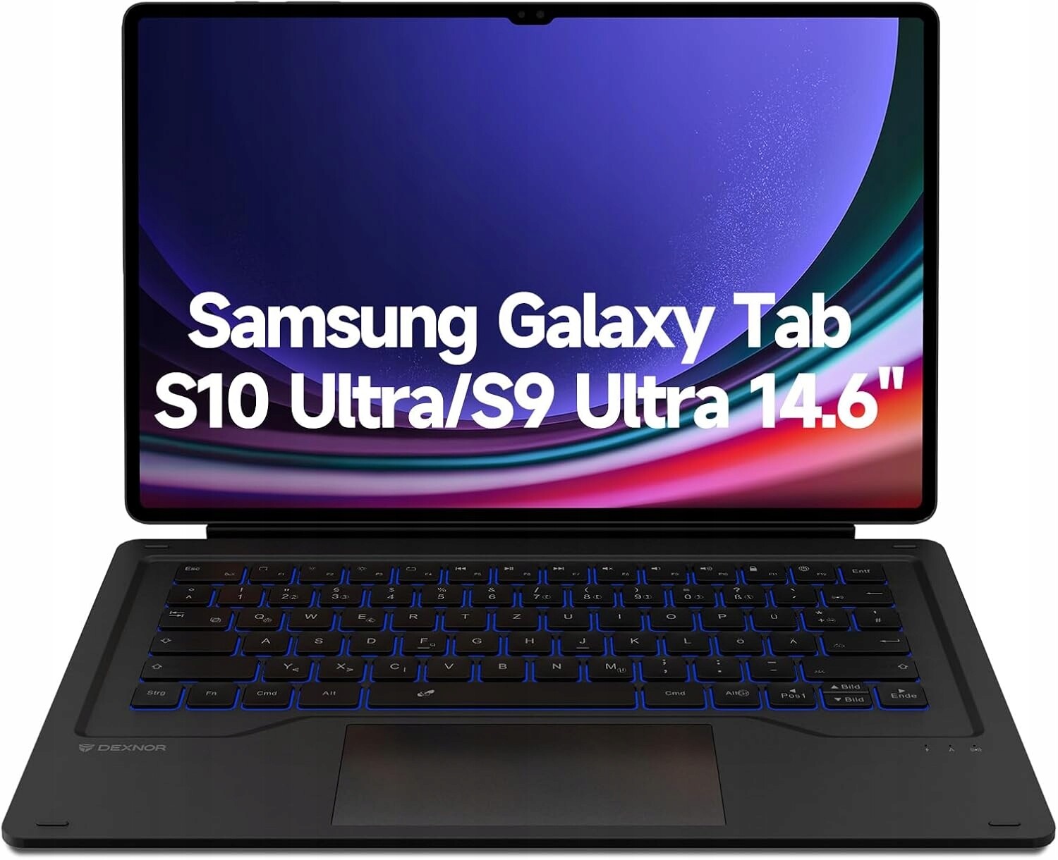 Dexnor Klávesnice Tab S10 S9 Ultra 14.6 Podsvícený hladítko Qwertz Černá