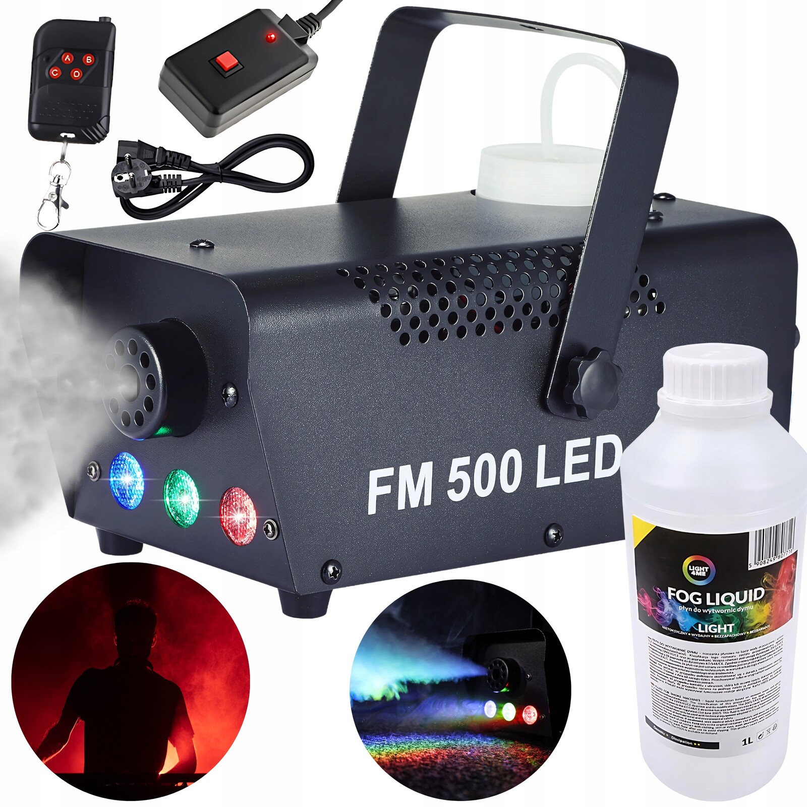 Sada Vyvíječ Generátor Kouře Dýmoměr Dálkové Ovládání Mini Led 500V 3V1 Kapalina