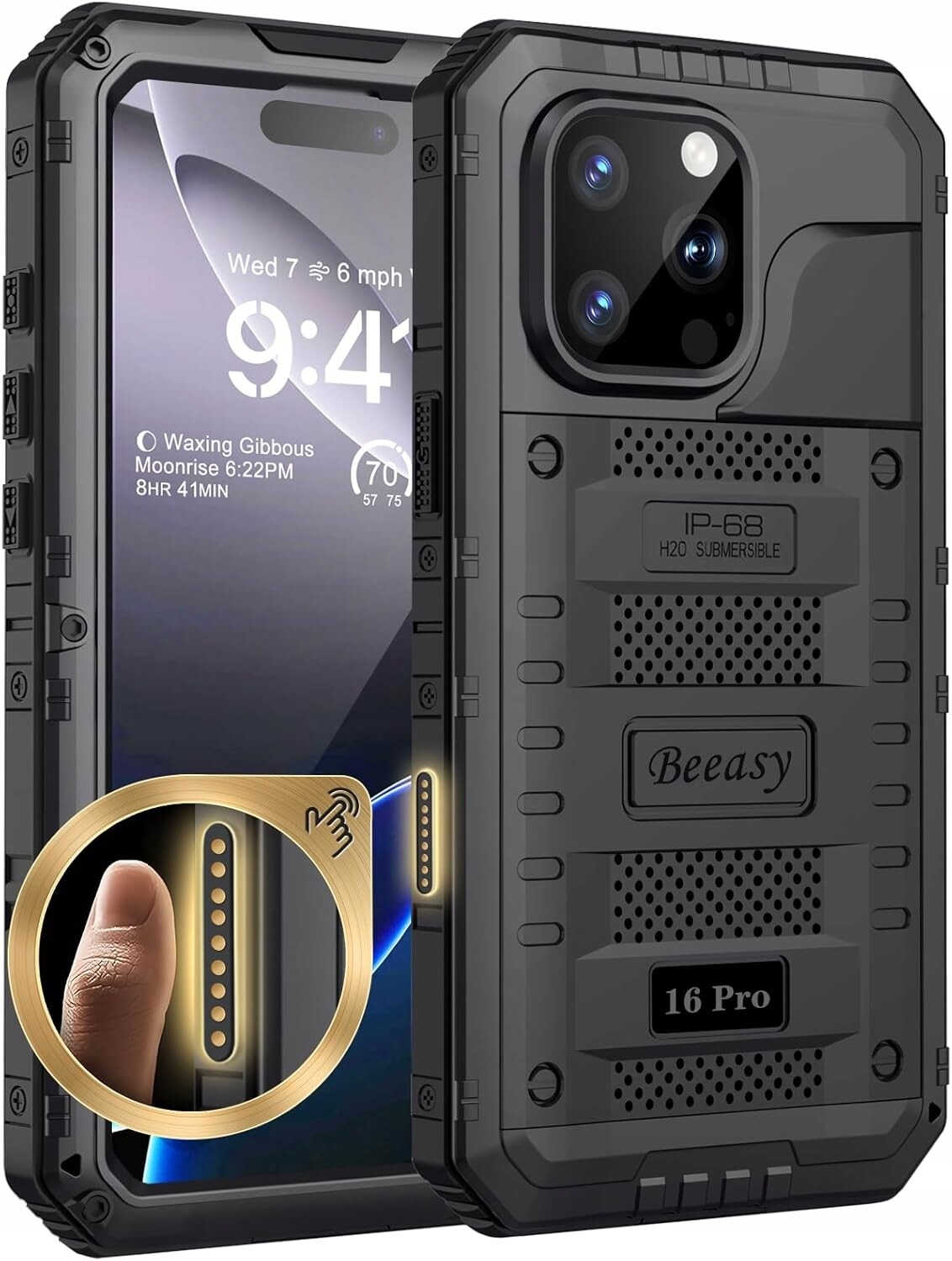 Beeasy pouzdro pro iPhone 16 Pro Max kovové 360 pancéřové černé