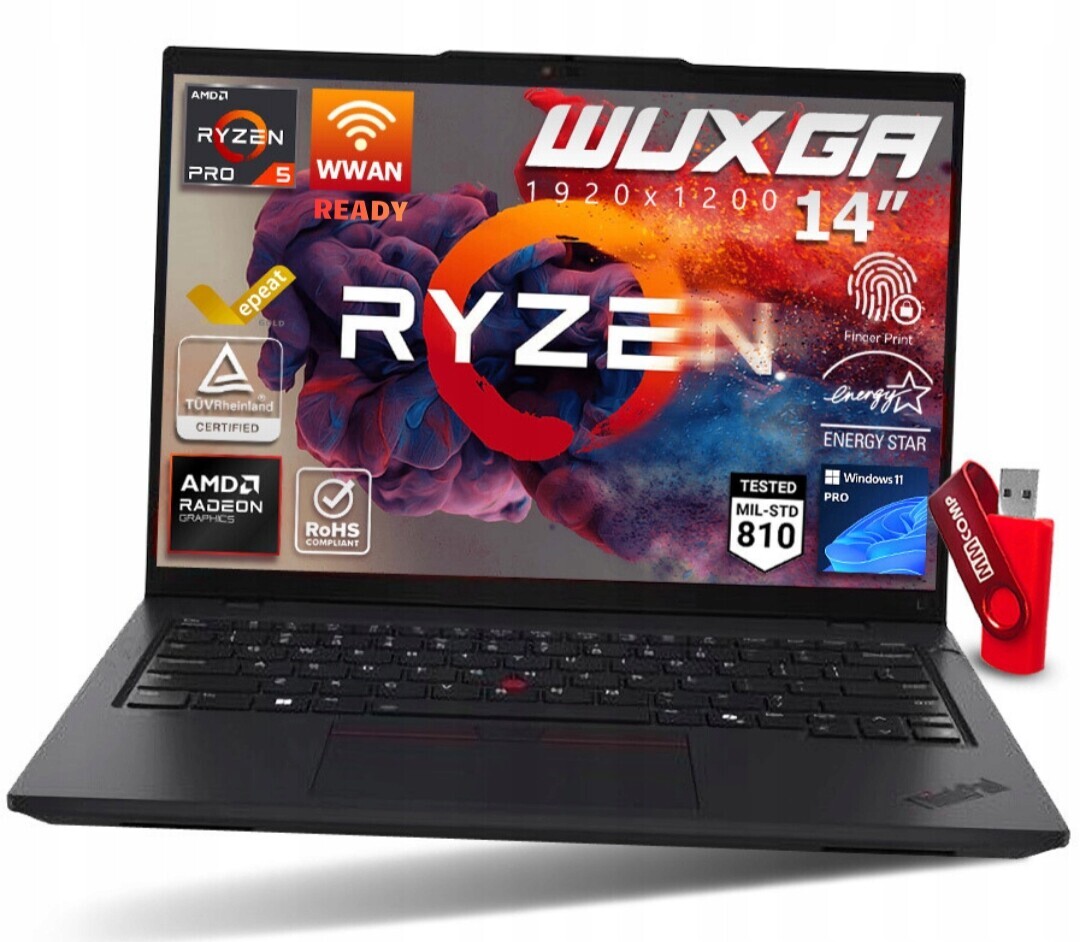 Notebook Lenovo ThinkPad L14 G5 Ryzen 5 Pro 16GB 1TB Ssd Wuxga Ips Pro Práci