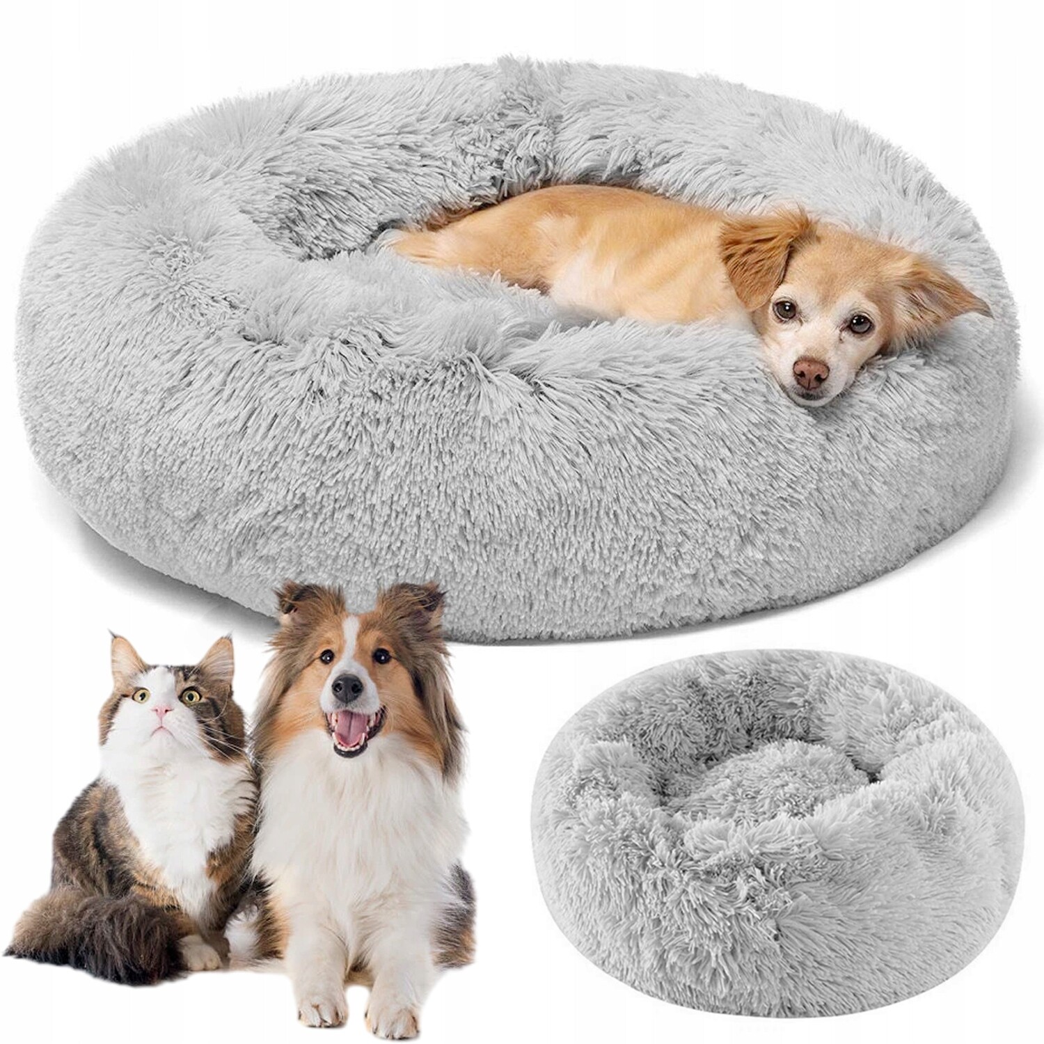 Pelíšek Pro Psa Kočku Plyšové Chlupaté Potah Polštář 60*60 CM