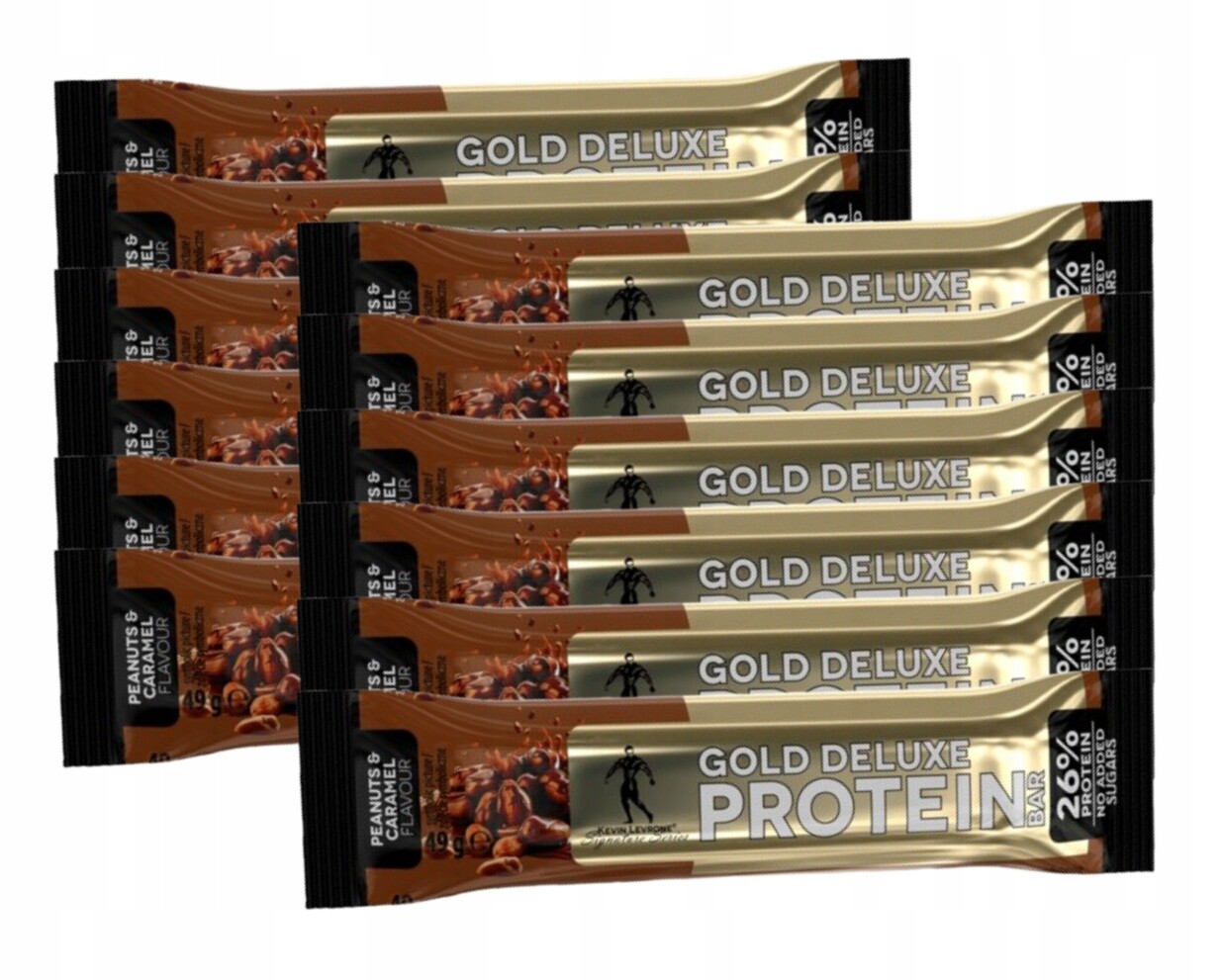 Kevin Levrone Gold DeLuxe Protien Bar 12x 49g Peanut Caramel Tyčinka