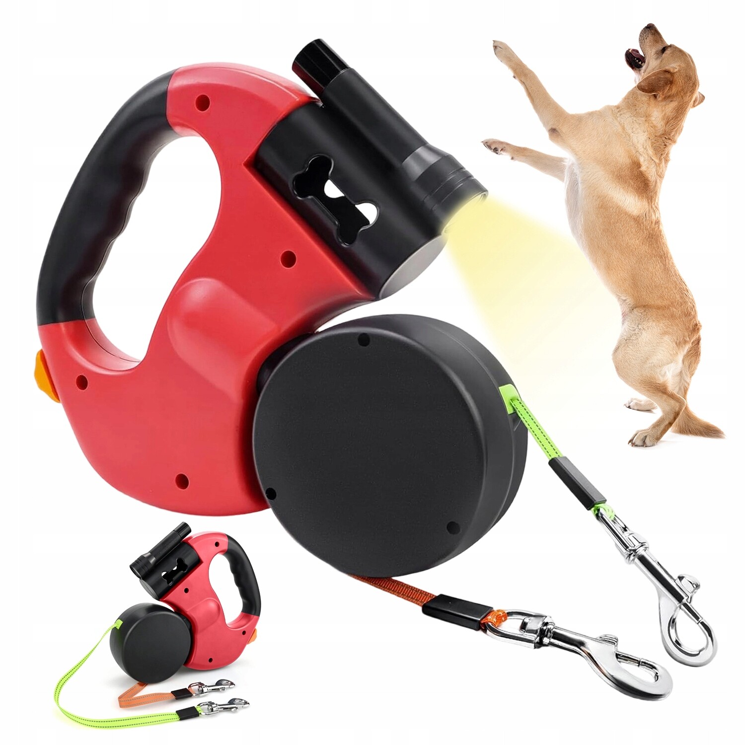 Vodítko Pro Dva Psy S Nastavitelnou Délkou Led