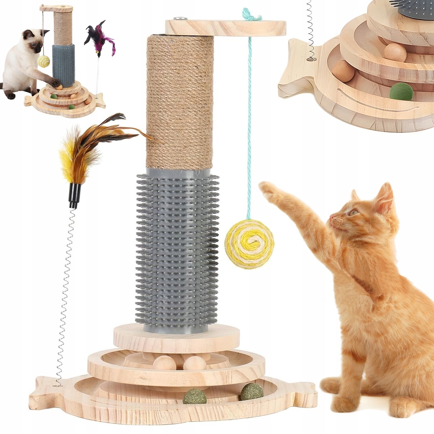 Škrabadlo Pro Kočky Dřevěná Hračka Pro Kočky Ve Tvaru Válečku, Pevné, Odolné