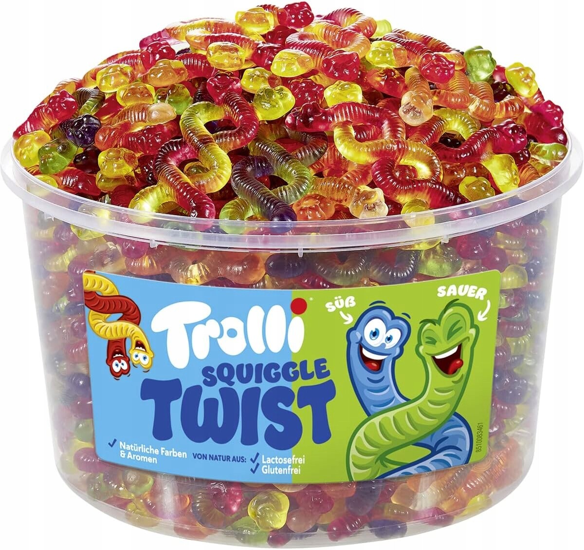 Trolli Squiggle Twist želé bonbony žížaly Přírodní Barviva A Vůně 1,2 kg