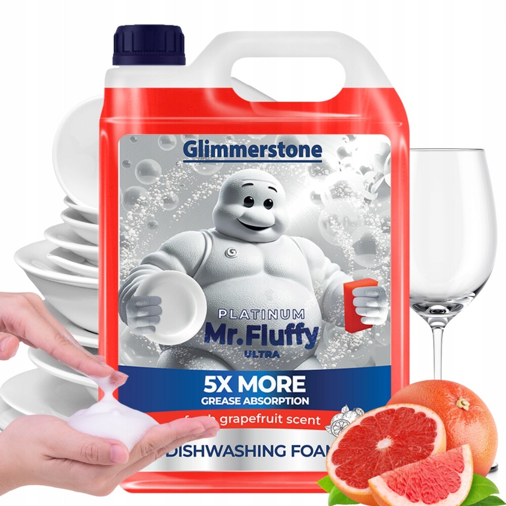 Mr. Fluffy Pěna Na Mytí Nádobí Tekutina V Pěně 5L Dávkovač Nová Kvalita