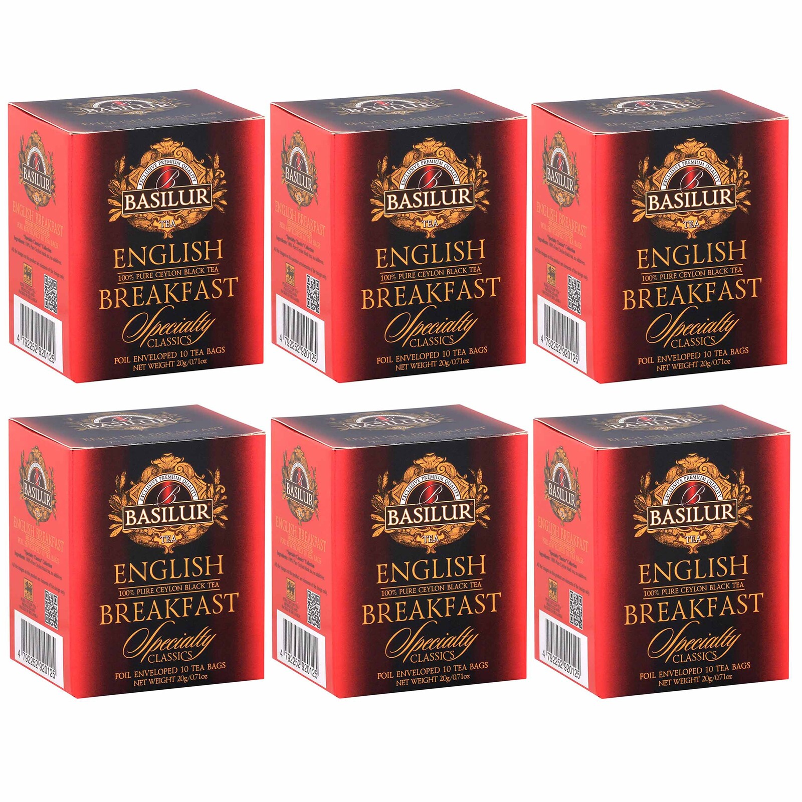 Basilur English Breakfast – Čaj černý v sáčcích, 10 x 2 g x 12 g