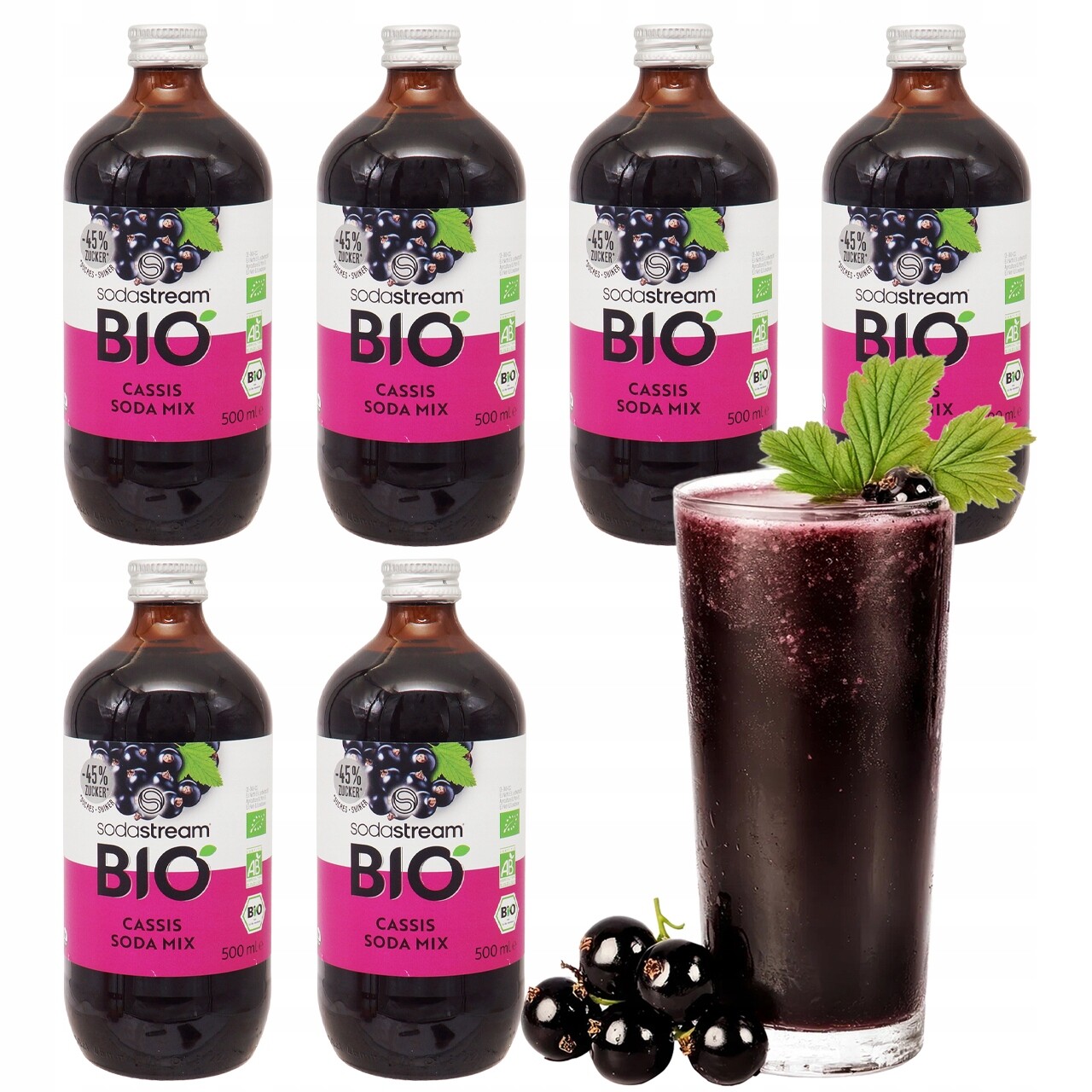 6 x Sodastream Bio Sirup Veganský Černý Rybíz 500 ml 45% Cukru