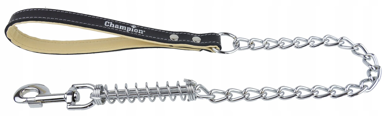 Vodítko pro psa Řetěz s tlumičem 4/40S, kožená rukojeť 75 cm Champion