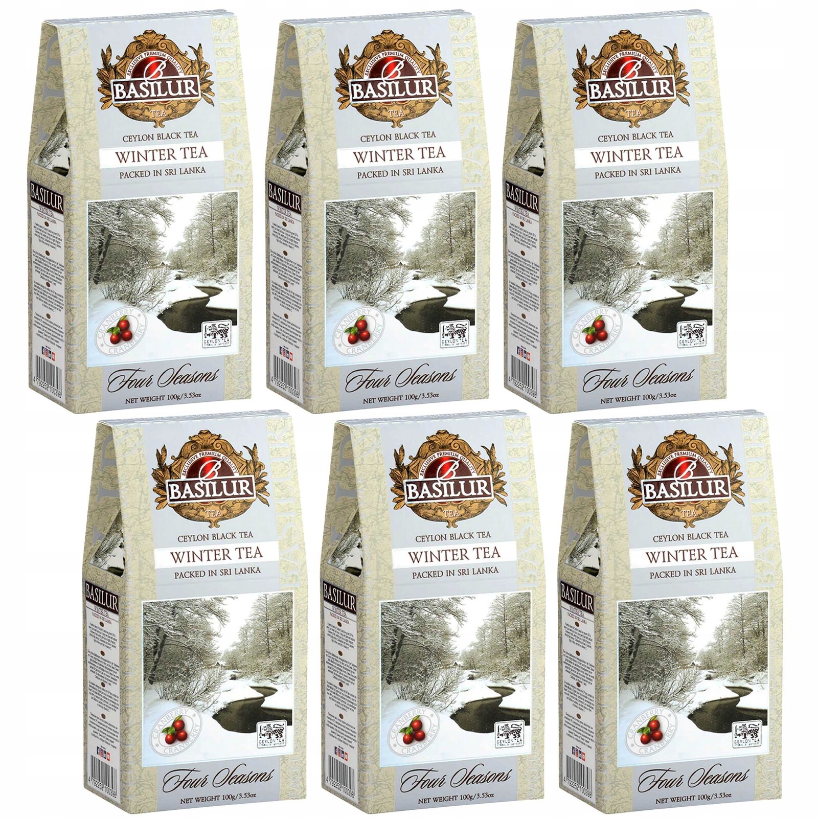 Basilur Zimní Černý čaj čaj s přídavkem brusinek 100 g x 6