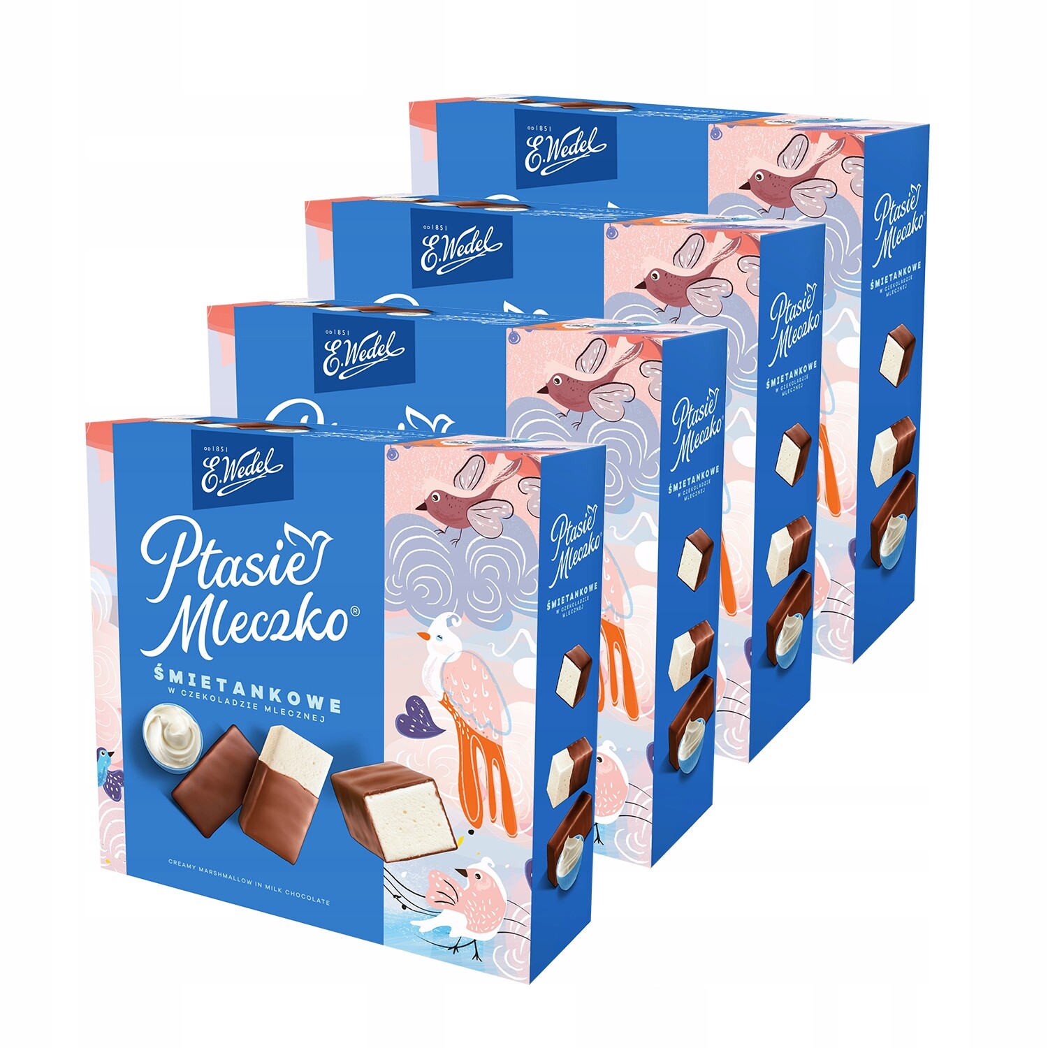 4x Ptačí Pěnové Bonbóny – pěna v mléčné čokoládě E.Wedel