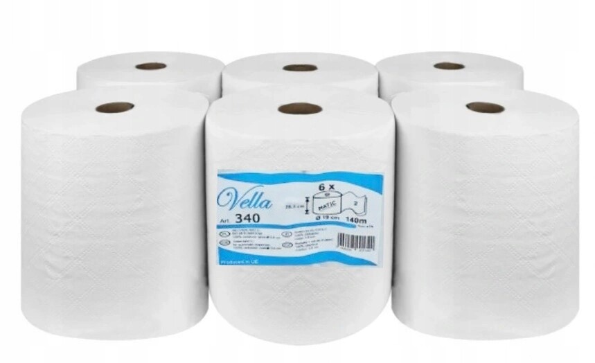 Papírový ručník celulóza Vella Matic v balení 6 ks bílý