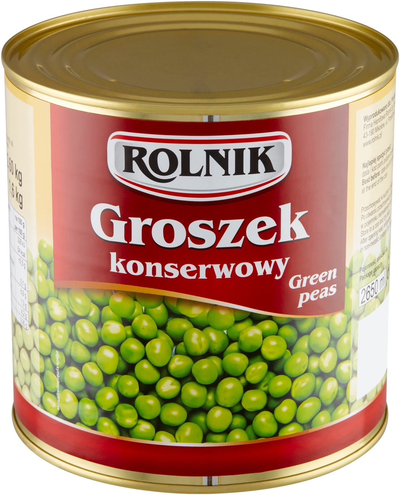 Konzervovaný hrášek Rolnik 2,6 kg
