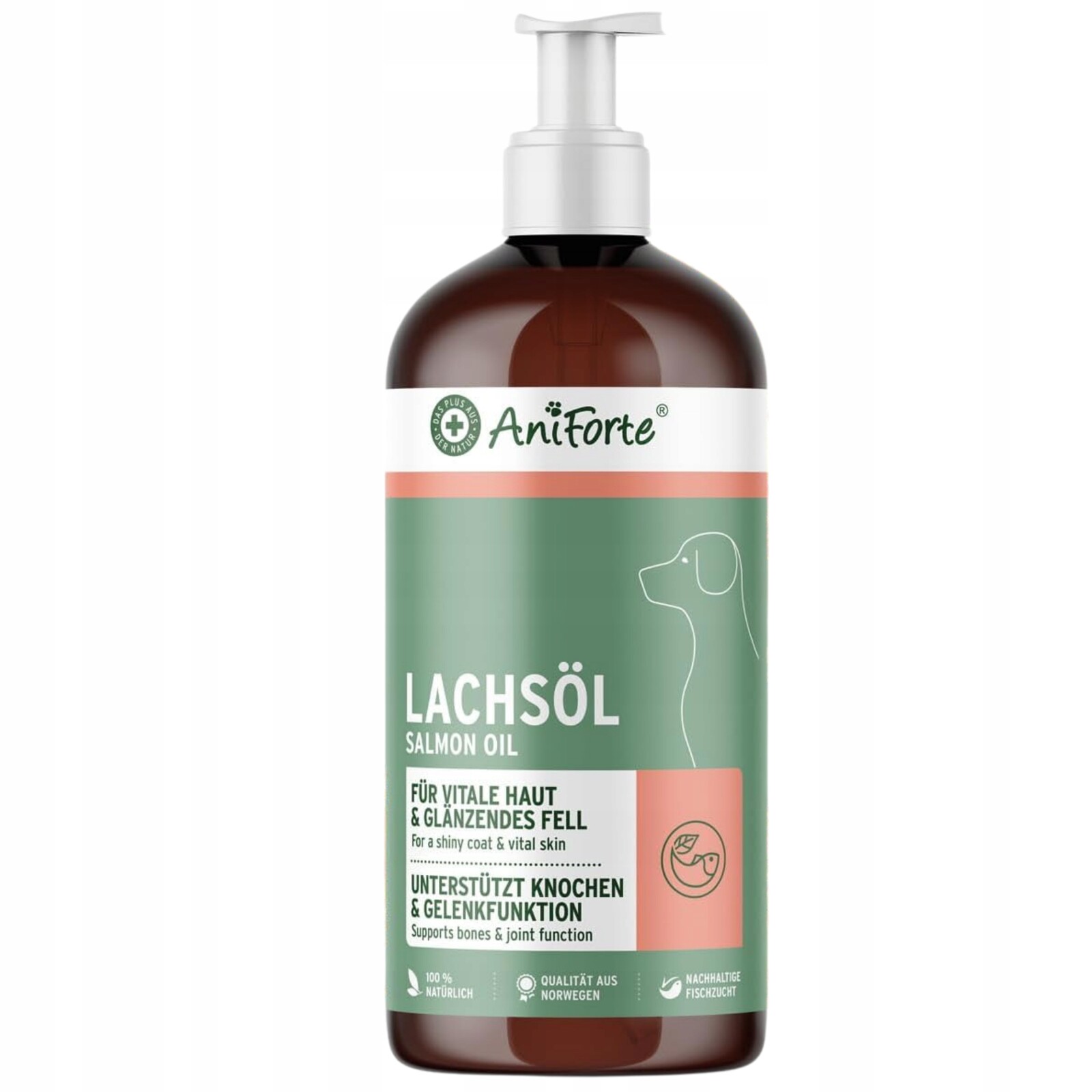 AniForte Lososový olej pro psy – Vysoký obsah Omega 3 & 6, potravinářská kvalita 1L